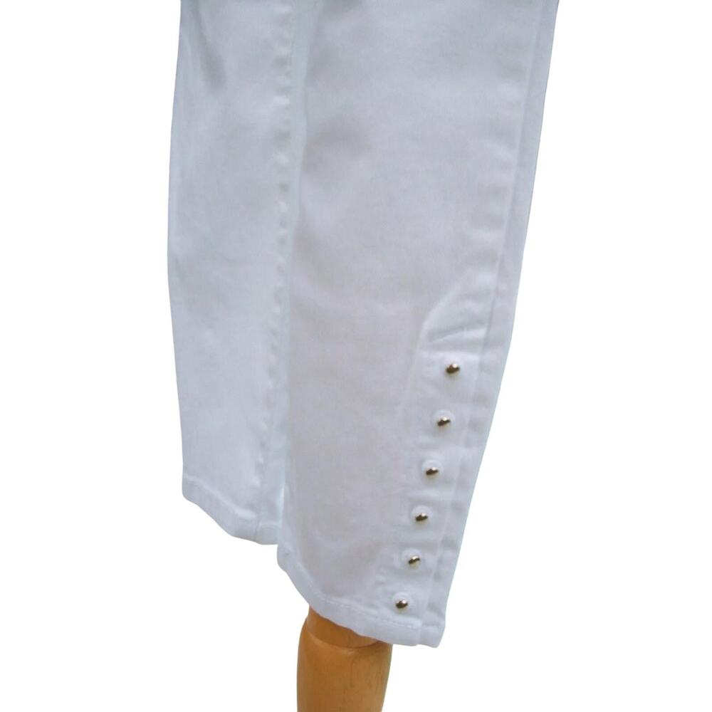 Cache White Denim Rivet Embellished Jean Pant New Crop Stretch White NWT $98